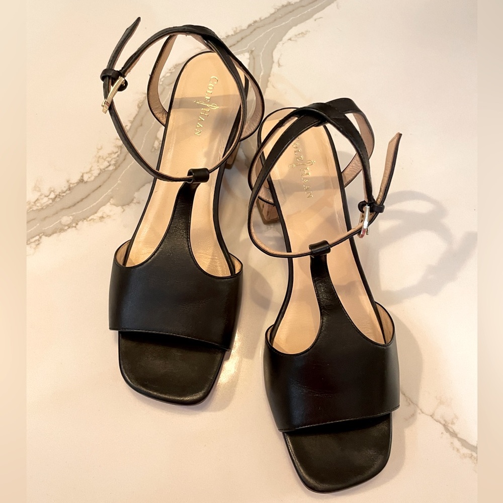 Cole Haan LUCI Leather Block Heel, Ankle Strap, Size 7.5. EXCELLENT CONDITION!